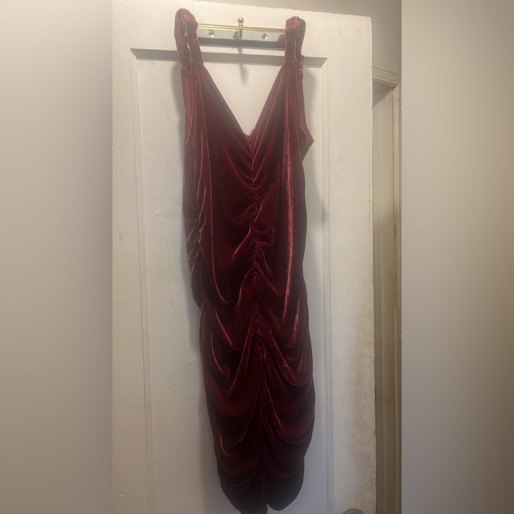 Burgundy velvet dress